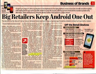 Peeved with Google's selling policy, big retailers like Croma, Future Group and others refuse to sell Android One smartphones